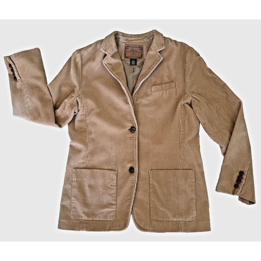 Lauren Ralph Lauren Camel Corduroy Blazer Women 12 Preppy Equestrian Chic Jacket